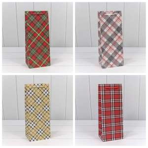 Пакет под бутылку картон ламинир. 13*35*13  Клетки и полоски  (микс)  1/20