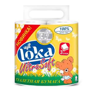 Бумага туалетная "LOKA ultra soft" 3-х сл. 4 шт. (21 м)  1/16